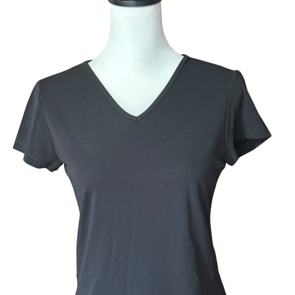 DKNY Black V-Neck Short Sleeves Staple Blouse Sz M - Picture 1 of 7